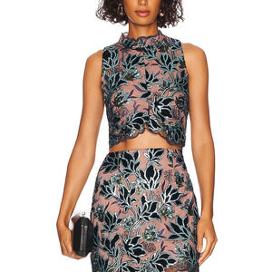 Elliatt 'Josie' Black Mockneck Floral Embellished Top Size S - NWT